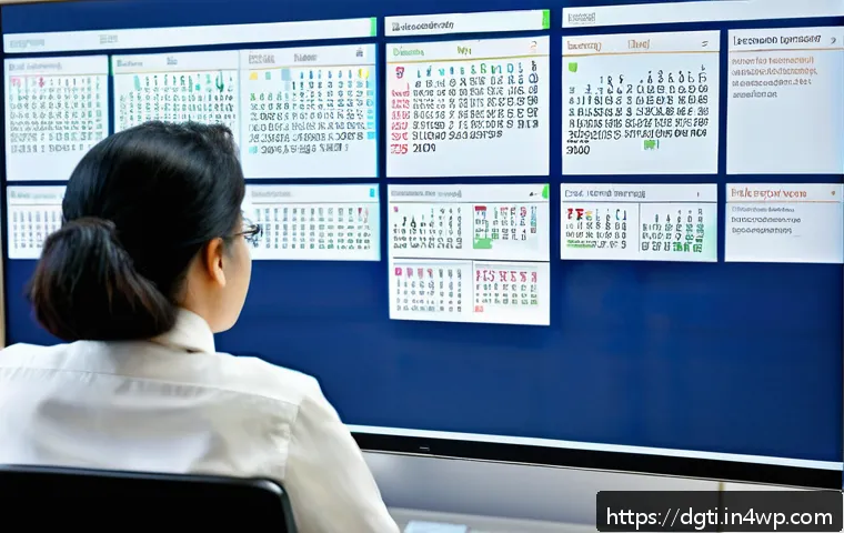 디지털 환경에서의 우선순위 설정 방법 - A professional workspace scene showing a person organizing tasks on a large digital screen displayin...
